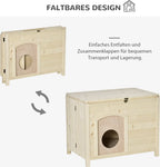  PawHut Hundehütte Hundehaus Faltbar Haustierhaus Katzenhaus Massivholz Natur 78 X 51 X 62 Cm