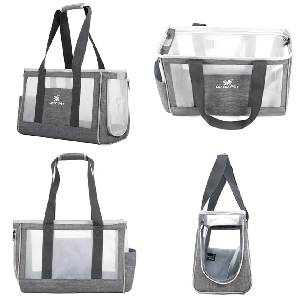  Haustier Tasche Tragbar Katze Handtasche Schultertasche Reise Handtasche Grau Hunde-Transportboxen L Größe 44*17*29cm