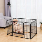  FEANDREA Welpenauslauf Aus Metall 122 X 80 X 70 Cm Welpengitter Welpenzaun Freilaufgehege Tierlaufstall Für Hunde Schwarz PPK04BK