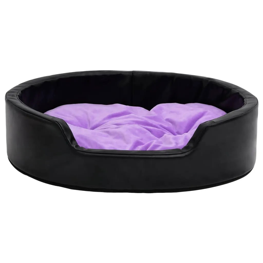  VidaXL Hundebett Schwarz-Violett 99x89x21 Cm Plüsch Und Kunstleder