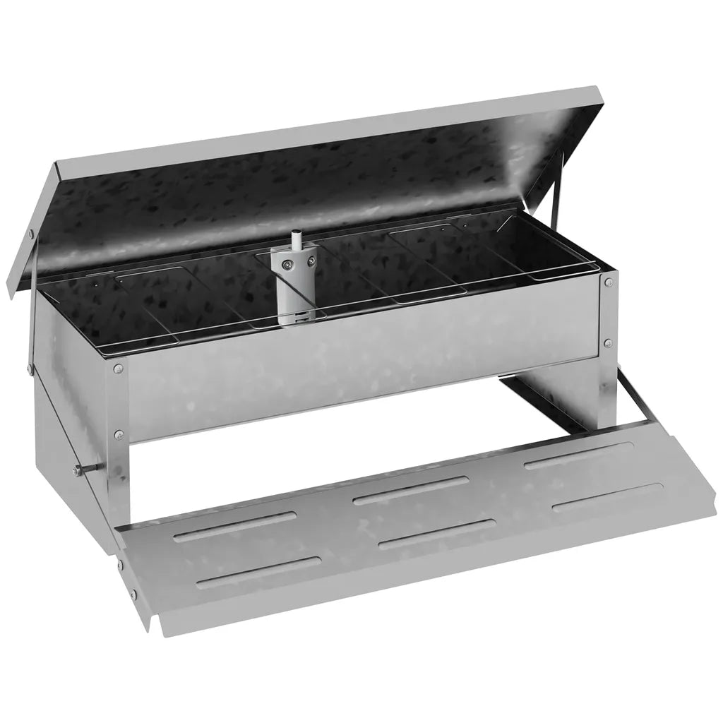  PawHut Futterautomat Hühner 5 Kg Füllmenge Hühnerfutterautomat Futterspender Geflügel-Futterspender Mit Deckel Für Hühner Und Geflügel Wasserdicht Automatisch Silber 56 X 36 X 18,5 Cm