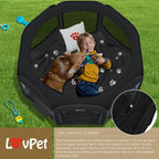  LOVPET® Welpenlaufstall Tierlaufstall Faltbar Für Kleintiere Hunde, Katzen Inkl. Hundenapf Hundelaufstall Freigehege Oxfordgewebe Pop-up System Indoor & Outdoor, Farbe:Schwarz