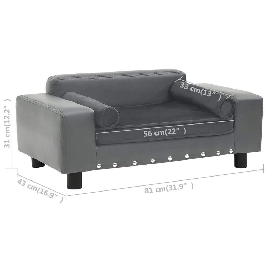  VidaXL Hundesofa Grau 81x43x31 Cm Plüsch Und Kunstleder