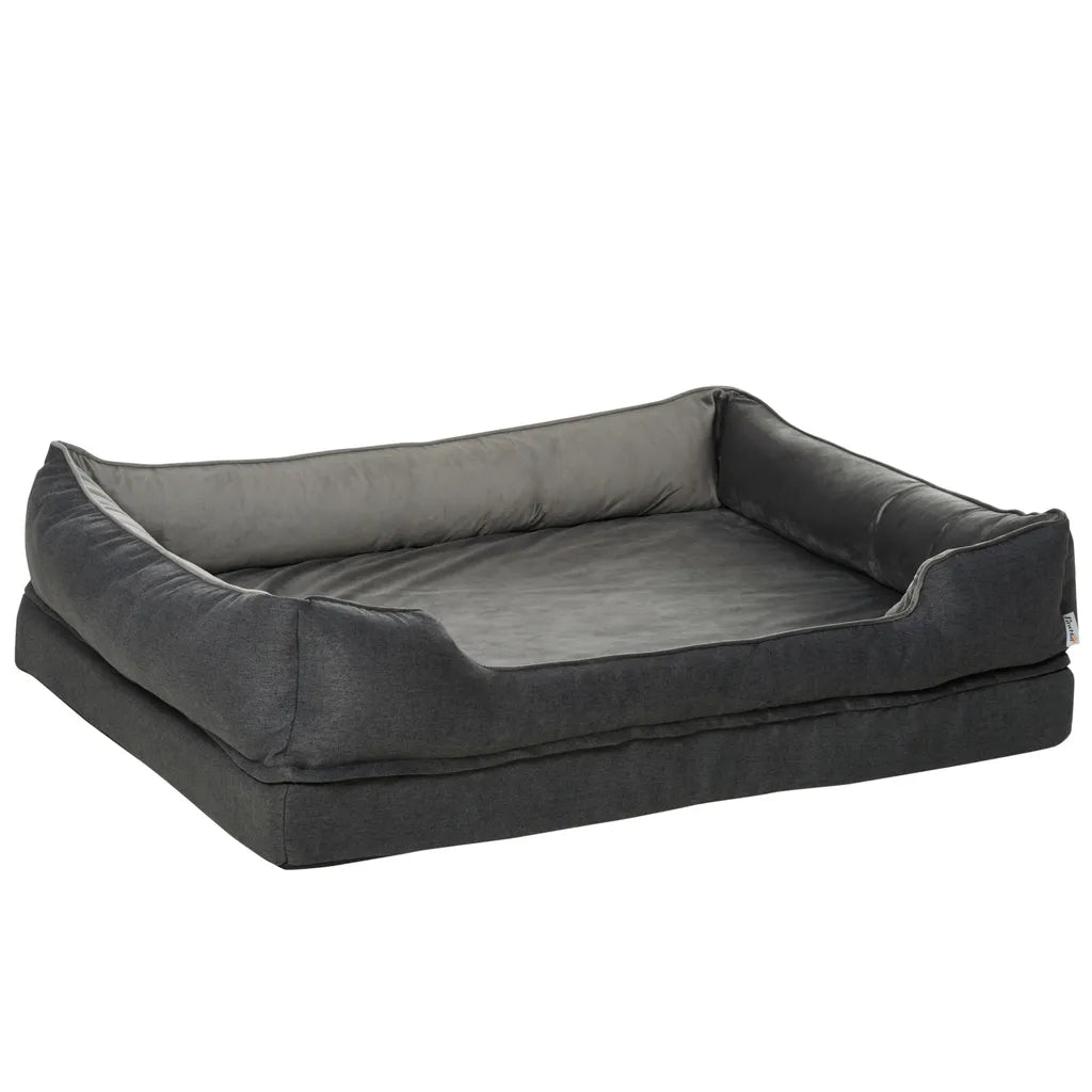  PawHut Hundebett Hundematte Haustierbett Hundematratze Bezug Abnehmbar Waschbar Hundebett Tierbett Hundesofa Haustierbett Für Hunde Katzen Memory-Schaum Grau 110 X 85 X 28 Cm