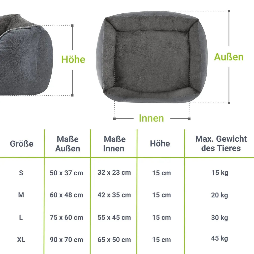  Juskys Hundebett Eila S – Hundekorb 50 X 37 X 15 Cm – Orthopädisches Hundekissen Waschbar & Flauschig - Haustierbett Für Kleine Hunde & Katzen In Grau