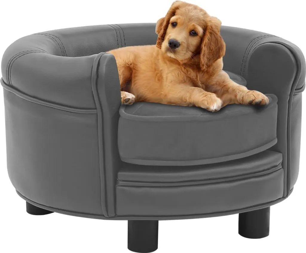 VidaXL Hundesofa Grau 48x48x32 Cm Plüsch Und Kunstleder