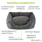  Juskys Hundebett Eila S – Hundekorb 50 X 37 X 15 Cm – Orthopädisches Hundekissen Waschbar & Flauschig - Haustierbett Für Kleine Hunde & Katzen In Grau