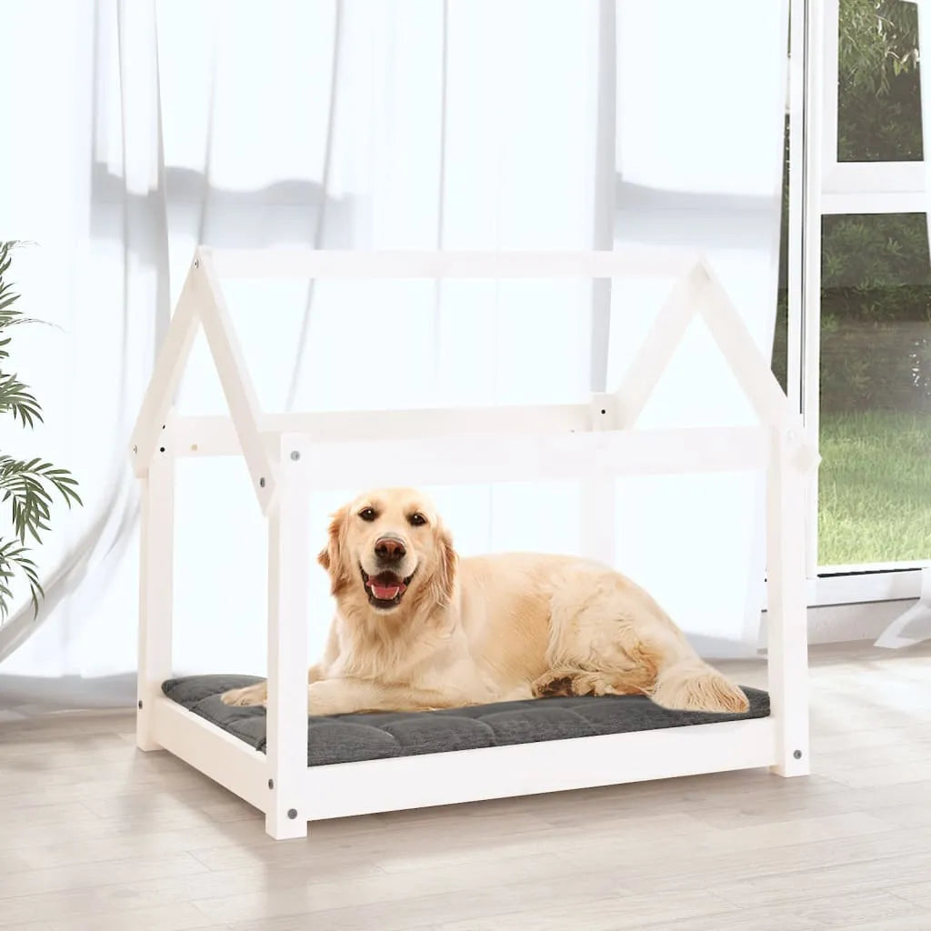  VidaXL Hundebett Weiß 81x60x70 Cm Massivholz Kiefer