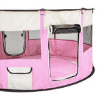  Tectake Welpenlaufstall Carola Aus Polyester Mit Tragetasche - Pink