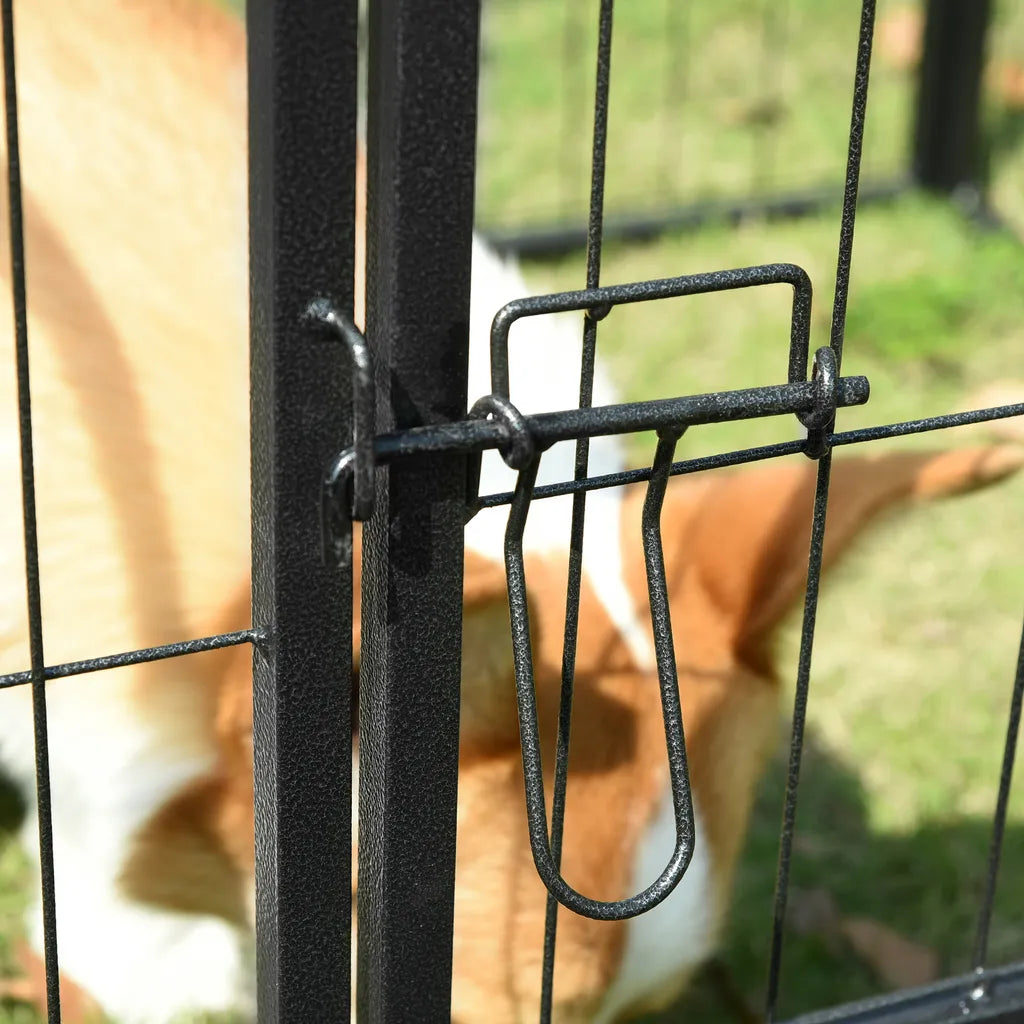  PawHut Welpenauslauf Freigehege Laufstall Für Haustier Laufgitter Laufstall Hundegehege Individuell Gestaltbare Form Mit Tür Metall 79 X 79 Cm Schwarz