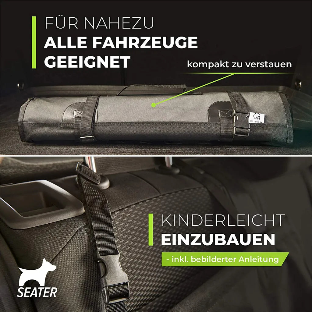  GÜTEWERK SEATER Hundesitz Für Auto Rücksitz Für Kleine Bis Mittlere Hunde Max 45 Cm Schulterhöhe - Stabiles & Wasserfestes Material Schwarz - Hunde-Autositz Für Rückbank Faltbar - Schutz Für Autositze