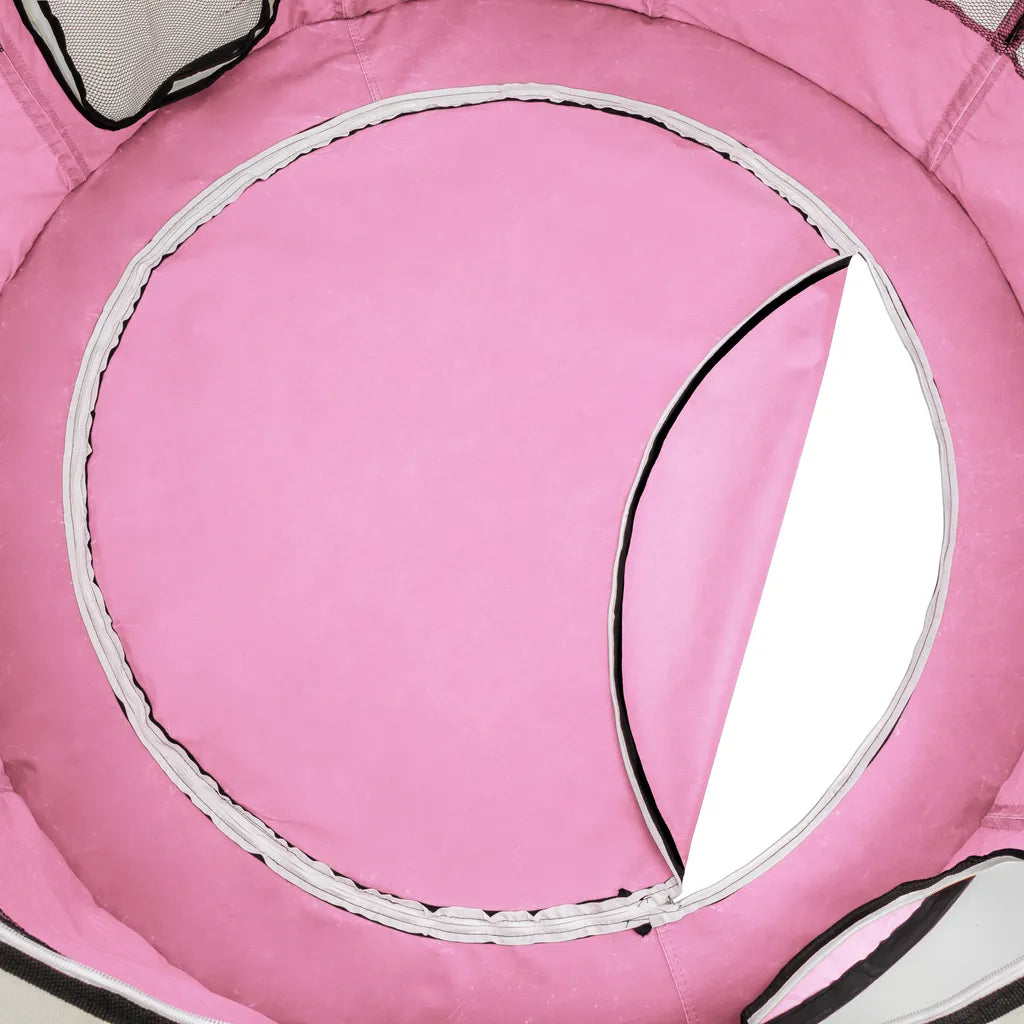  Tectake Welpenlaufstall Carola Aus Polyester Mit Tragetasche - Pink