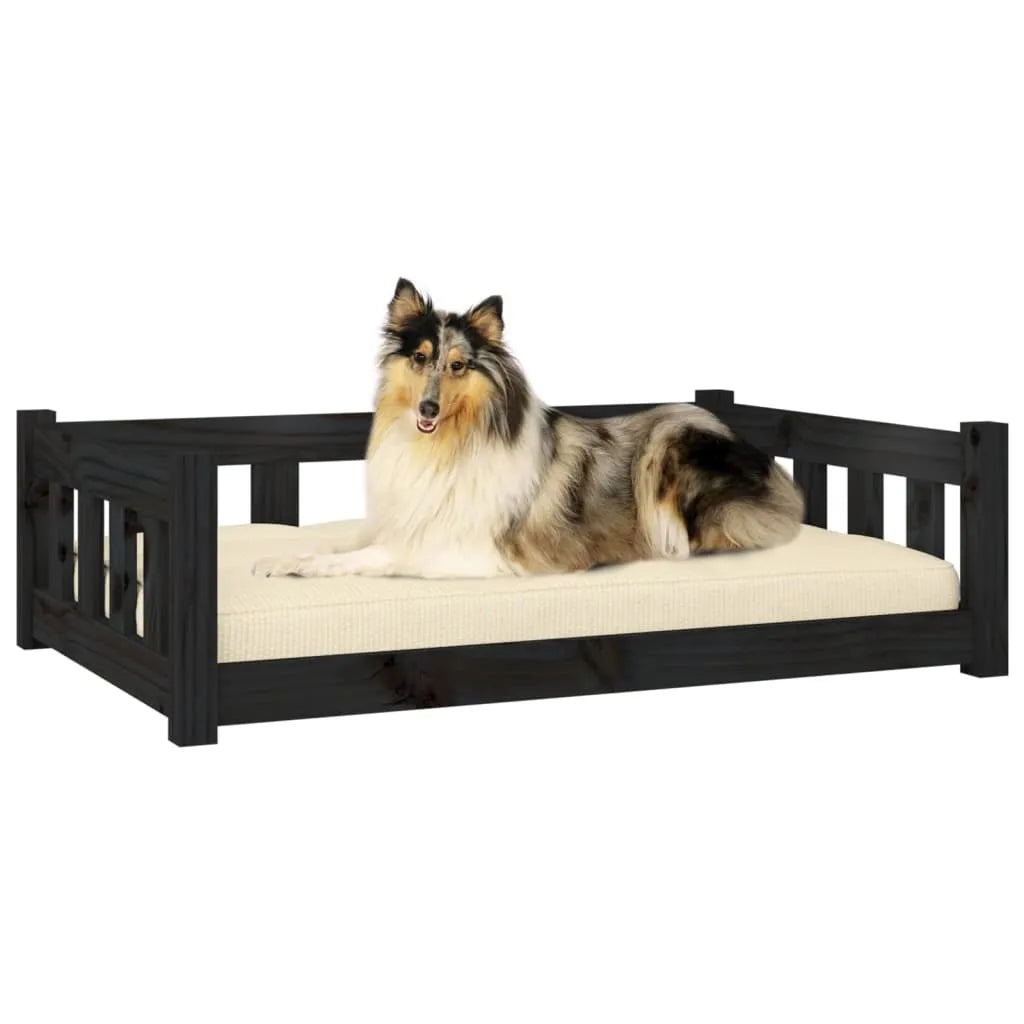  VidaXL Hundebett Schwarz 95,5x65,5x28 Cm Massivholz Kiefer