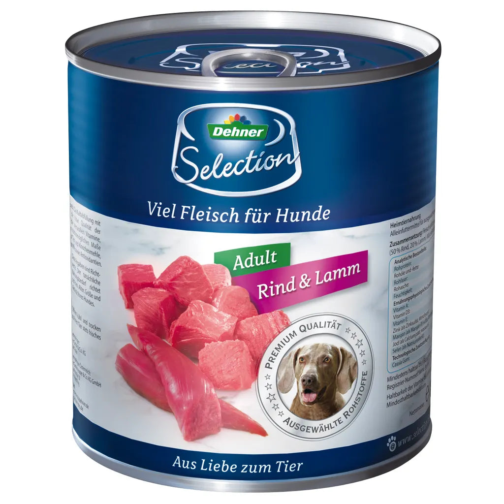  Dehner Premium Hundefutter Adult, Rind Und Lamm, 6 X 800 G (4.8 Kg)