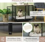  PawHut Hundekäfig, Hundehaus Mit Tischplatte, Haustierkäfig, Hundehütte Mit Kissen, Ausziehbarer Bodenwanne, Hundebox Für Mittelgroße Hunde, Tierkäfig, Indoor, Eiche+Schwarz, 80 X 55 X 71 Cm
