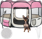  Tectake Tierlaufstall Aus Polyester Inkl. Tragetasche - Rosa