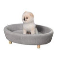  PawHut Hundesofa Haustiersofa Oval Morderne Gebürstetes Stoff Für Kleine Hunde Und Katzen 81 X 61 X 24 Cm Grau
