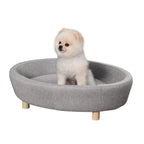  PawHut Hundesofa Haustiersofa Oval Morderne Gebürstetes Stoff Für Kleine Hunde Und Katzen 81 X 61 X 24 Cm Grau