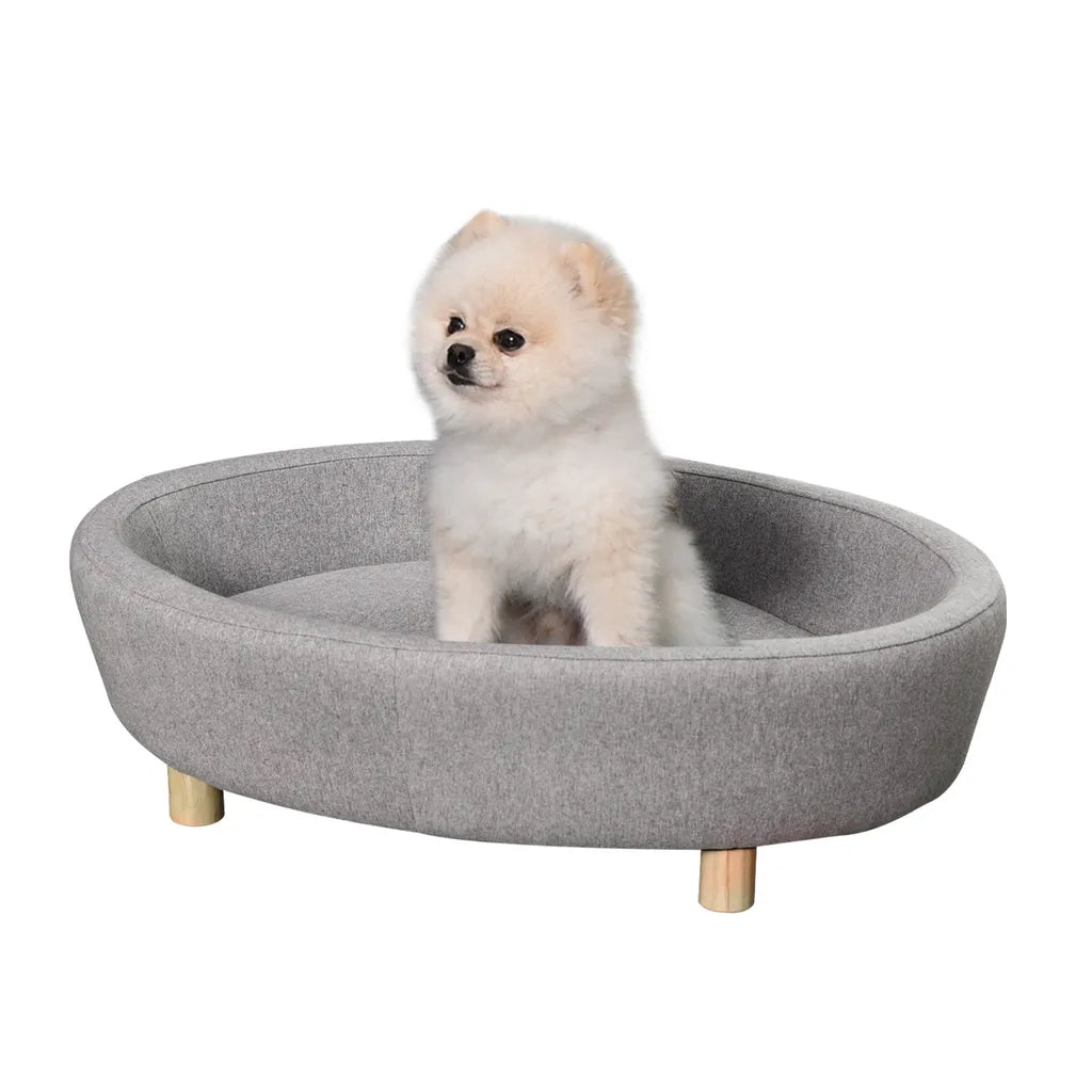  PawHut Hundesofa Haustiersofa Oval Morderne Gebürstetes Stoff Für Kleine Hunde Und Katzen 81 X 61 X 24 Cm Grau