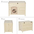  PawHut Hundehütte Hundehaus Faltbar Haustierhaus Katzenhaus Massivholz Natur 78 X 51 X 62 Cm