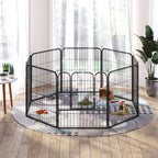  PawHut Welpenauslauf Freigehege Laufstall Für Haustier Laufgitter Laufstall Hundegehege Individuell Gestaltbare Form Mit Tür Metall 79 X 79 Cm Schwarz