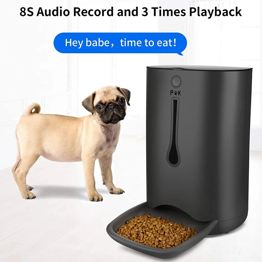  P&K 6,5L Automatischer Futterautomat Für Katzen Und Hunde Mit LCD, 8s Soundaufnahmefunktion, 1-4 Mahlzeiten Pro Tag, Schwarz