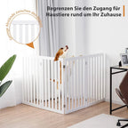  COSTWAY Absperrgitter Hunde 89cm Hoch, 4 Paneelen Schutzgitter Holz Klappbar, Treppengitter Hundeabsperrgitter Flexibel Türschutzgitter (Weiß)