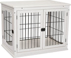  PawHut Hundehütte Hundehaus Transportbox Mit Tischoberfläche Kleintierkäfig Für Innen Hundebox Tierkäfig Haustier MDF Metall Weiß 81 X 58,5 X 66 Cm