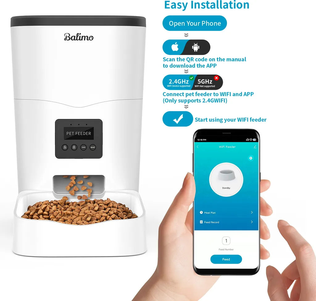  3L WIFI Elektronischer Futterautomat Futterspender Automatischer Futternapf Für Katzen Hunde Programmierbar 4 Mahlzeiten Pro Tag Netzteil / Batterie