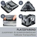  Juskys Hundetransportbox Lassie XL (grau) Faltbar - 58 X 82 X 58 Cm - Hundebox Mit Decke, Tasche & Griffen – Stoff Autotransportbox Für Hunde