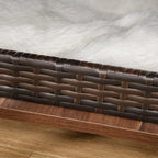  PawHut Rattan Hundehütte Hundehaus Mit Kissen Hundehöhle Hundematratze Haustierbett Für Drinnen Und Draußen Spanplatte Braun 60 X 44 X 51,5 Cm