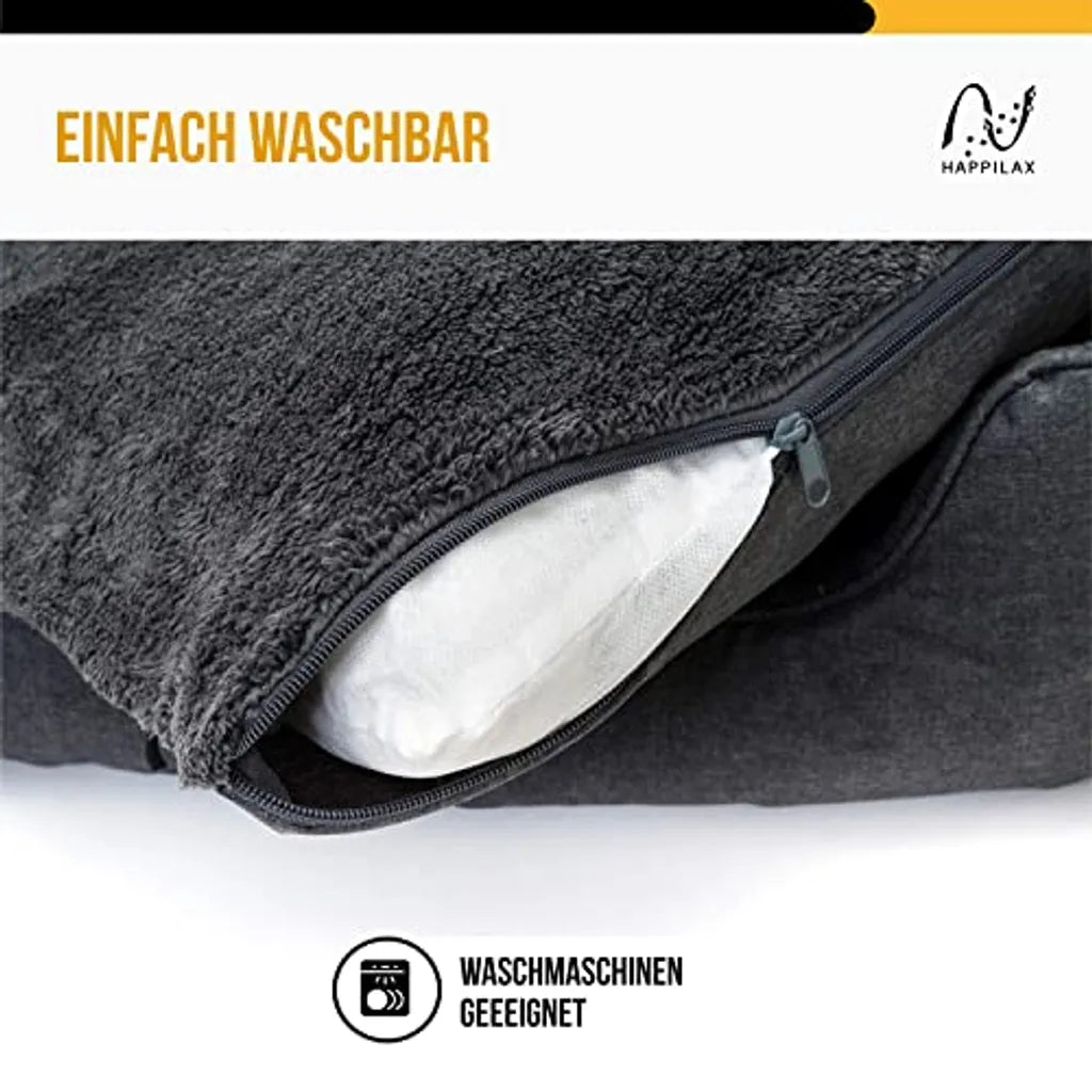  Waschbares Hundebett Mit Wendekissen, Größe L - Grau - 90*70 Cm