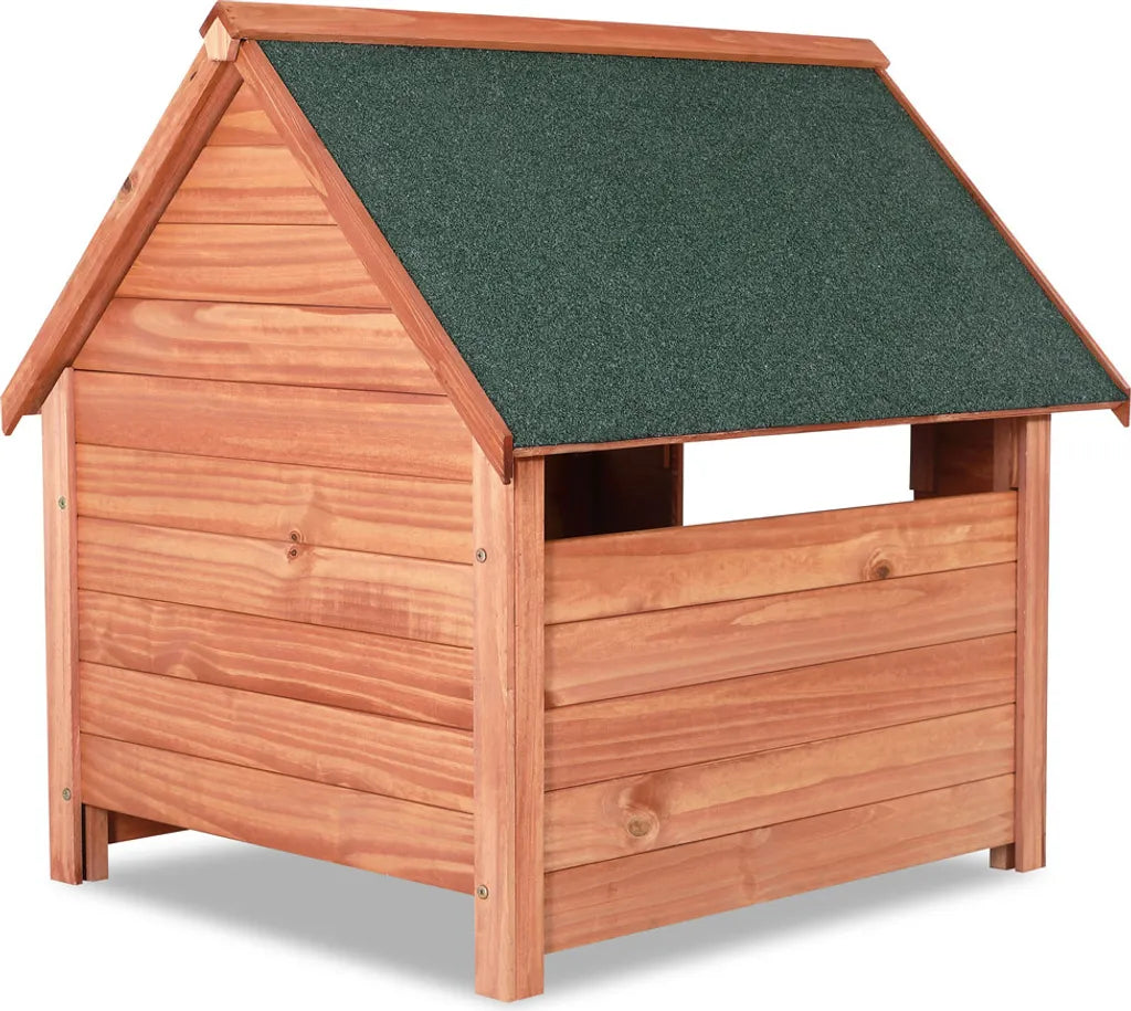  Cadoca Hundehütte FSC®-zertifiziertes Massivholz 82x72x85cm Dachluke Spitzdach Garten Hundehaus Tierhaus Wetterfest