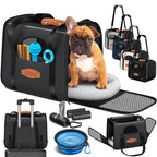  LOVPET® Hundebox Hundetasche Transportbox 2in1 Hunde & Katzentasche Hundetransportbox Inkl. Pet-Kissen + 3x Beutelrollen + Napf 44x31x36xm Transporttasche Für Haustiere, Haustiertransportbox, Farbe:Anthrazit