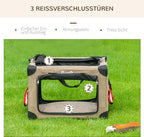  PawHut Hundebox Hundetransportbox Reisebox Faltbar Hundetasche Transporttasche Mit Tragegriff Tragetasche Für Tiere Atmungsaktiv Oxfordstoff Khaki 48,5 X 33,5 X 33 Cm