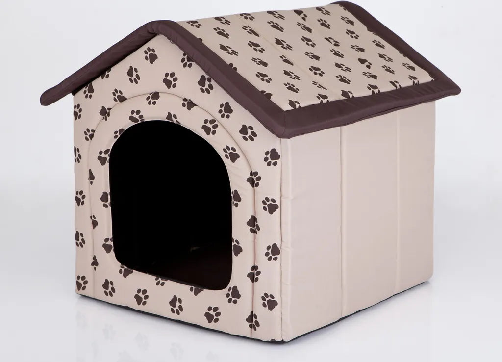  HobbyDog Hundehütte Hundebett Tierbett Katzenbett - Standard - 60 X 60 X 55 Cm [Größe: R4] - Beige Mit Pfoten
