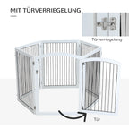  Pawhut Freigehege Schutzgitter Tierlaufstall Welpenauslauf Freilaufgehege Mit Tür Auslauf Für Kleintiere Flexible Klappbar Individuell Weiß+Schwarz 122 X 105,5 X 84,5 Cm