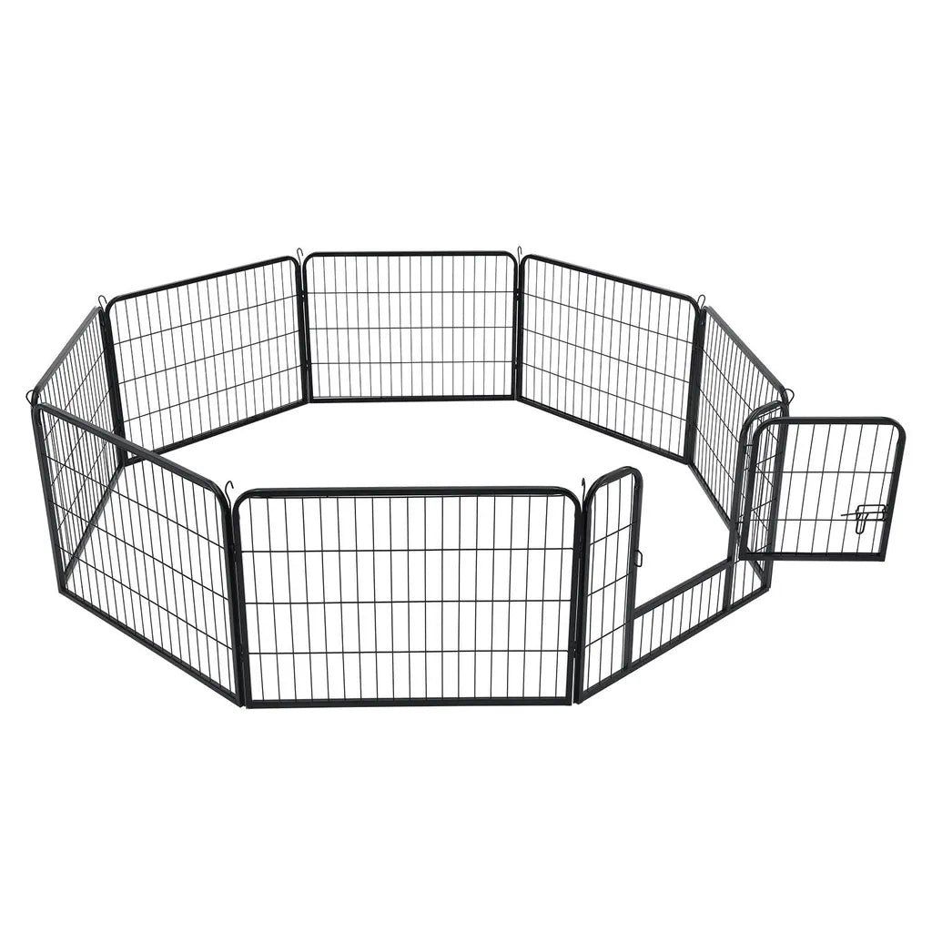  Juskys Welpenauslauf 160 X 160 X 60 Cm – Welpenlaufstall 8-teilig Aus Metall – Freigehege Mit Tür – Welpengitter Für Hunde, Hasen & Kleintiere