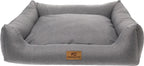  Hundebett Waschbares Hundesofa Mit Rand Und Wendekissen, Hundekissen Aus Cordura Und Samt, Grau Und Flachs 85x70 [123]