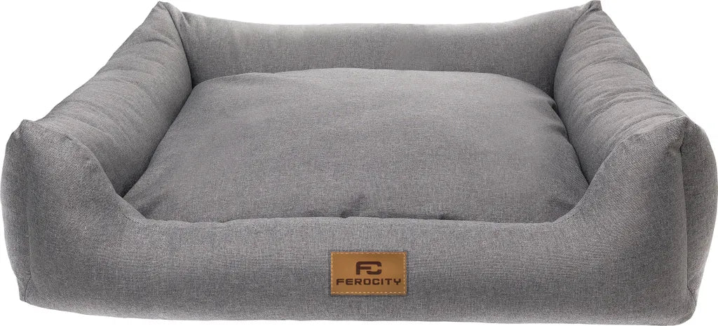  Hundebett Waschbares Hundesofa Mit Rand Und Wendekissen, Hundekissen Aus Cordura Und Samt, Grau Und Flachs 85x70 [123]