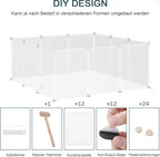  PawHut Freilaufgehege Laufgitter DIY Freigehege Gittergehege Absperrgitter Kleine Haustiere Laufstall Für Innen 12 Platten Weiß Metall PP-Harz 105 X 105 X 45 Cm