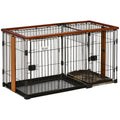  PawHut Hundekäfig Mit Toilette Tablett Hundebox Mit 2 Türen Für Kleine Hunde Tierkäfig Innen Zuhause Stahl Kaffee 111 X 54 X 61 Cm