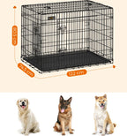  Feandrea Hundekäfig, XXL, 122 X 74,5 X 80,5 Cm, Klappbar, Mit 2 Türen, Ausziehbare Kunststoffschale, Schwarz PPD48H