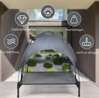  COSTWAY Hundebett Mit Baldachin, Hundeliege Garten, Haustier Liegeplatz Draußen, Hundesofa Schlafplatz Outdoor, Haustierbett Hund, Katzenliege Katzenbett 90x81x86cm