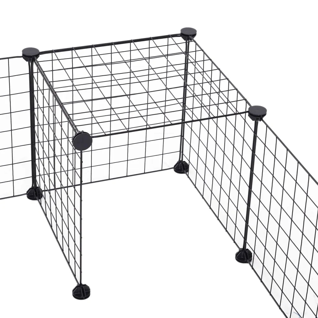  PawHut Gittergehege Freigehege Laufgehege Für Kleintiere Laufstall Kleintierkäfig Metallgitter Flexibel Umformbar Schwarz 106 X 73 X 36 Cm