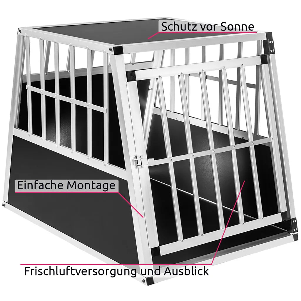  Tectake Hundetransportbox Single Mit Schräger Rückwand - Schwarz