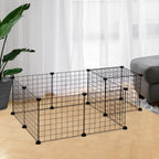  PawHut Gittergehege Freigehege Laufgehege Für Kleintiere Laufstall Kleintierkäfig Metallgitter Flexibel Umformbar Schwarz 106 X 73 X 36 Cm