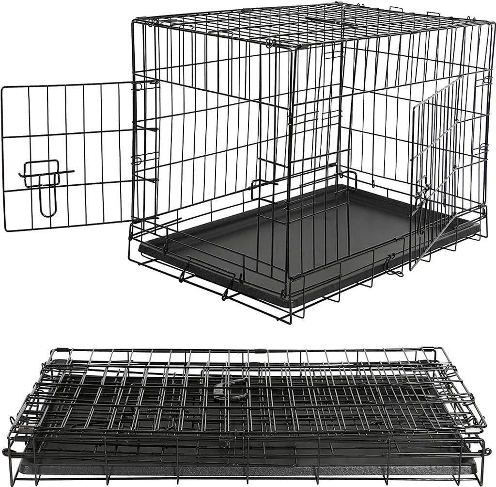 Mucola L Hundetransportbox Hundeklappkäfig Gitter Schwarz