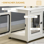  PawHut Hundekäfig, Haustierkäfig Mit Tischplatte, Hundehaus, Hundehütte Mit Kissen, Hundebox Indoor, Tierkäfig Mit 2 Türen Für Große Hunde, Beistelltisch, Weiß+Schwarz, 94 X 60 X 71,5 Cm