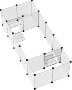  PawHut Freigehege, DIY Kleintiergehege, Meerschweinchen Gehege, Erweiterbarer Auslauf Für Kleintiere, Mit 18 Platten, Stahl, PP-Harzplatte, 175 X 70 X 45 Cm, Weiß